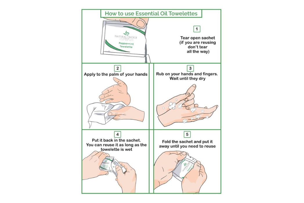 Peppermint Essential Oil Invisible Glove Towelettes