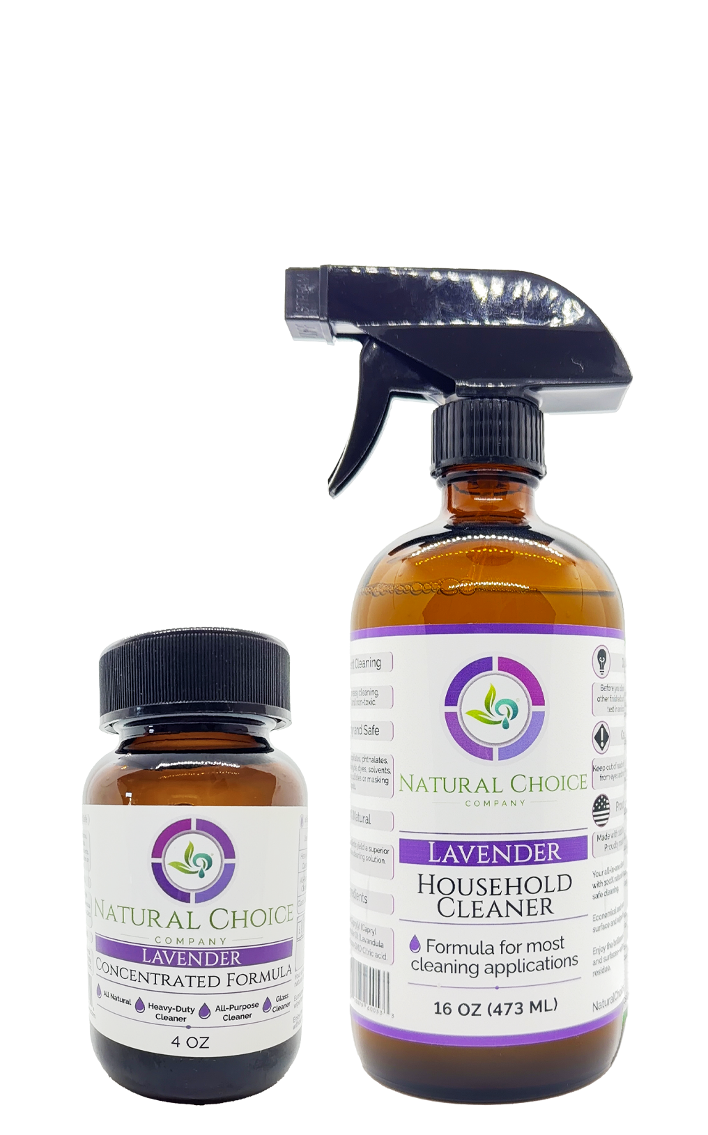 Natural Choice Lavender household cleaner spray and concentrate bottles