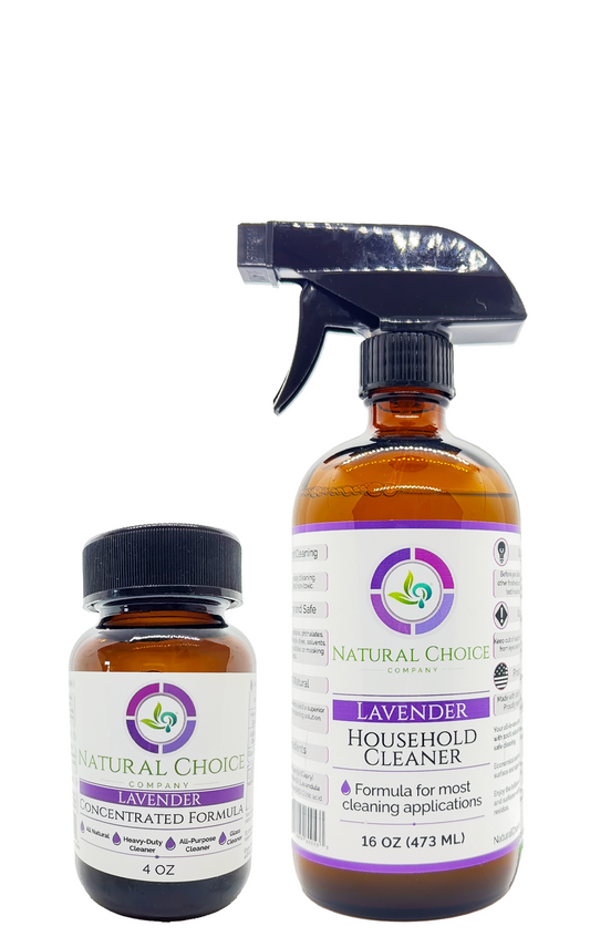 Natural Choice Lavender household cleaner spray and concentrate bottles