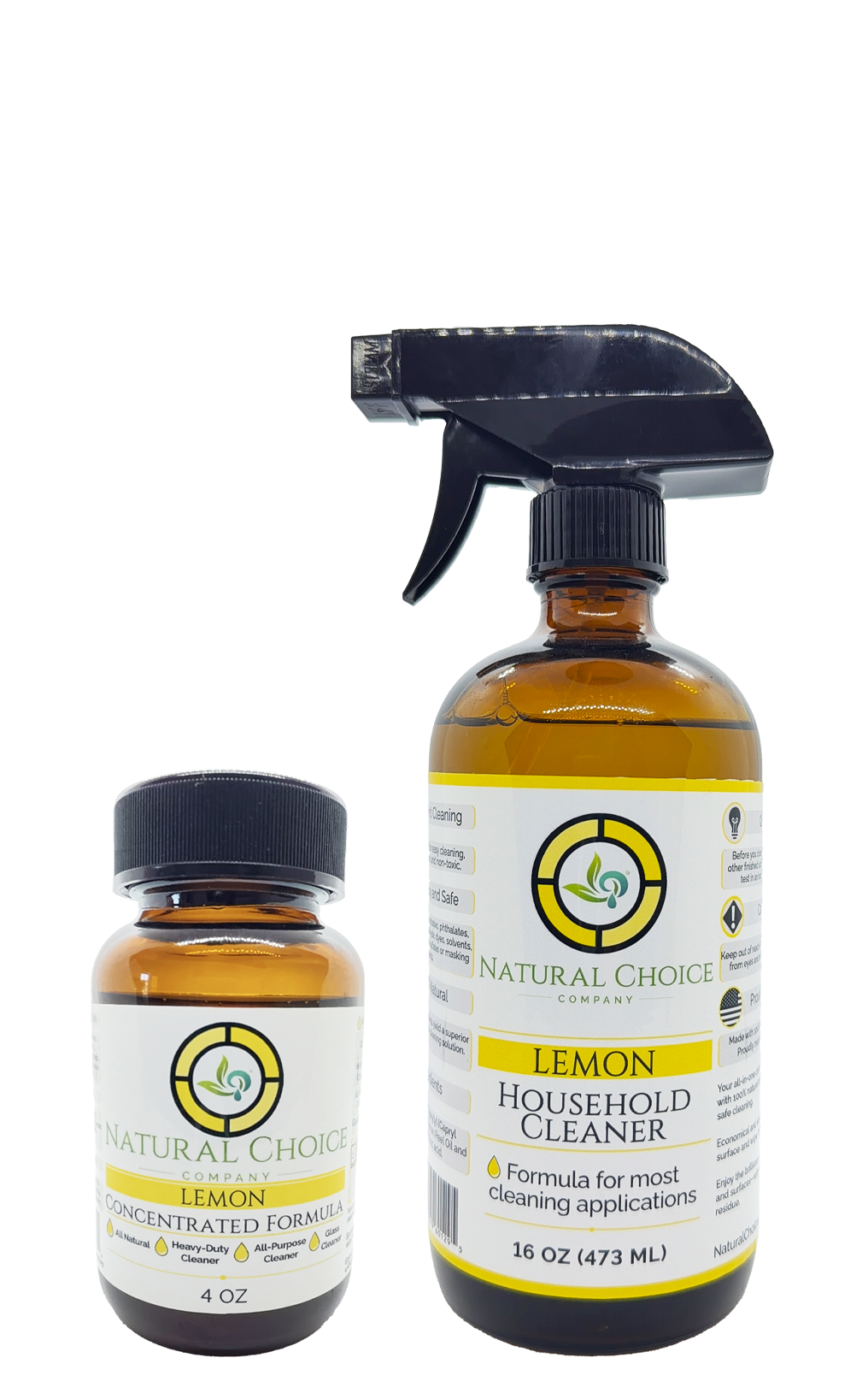 Natural Choice Lemon household cleaner spray and concentrate bottles