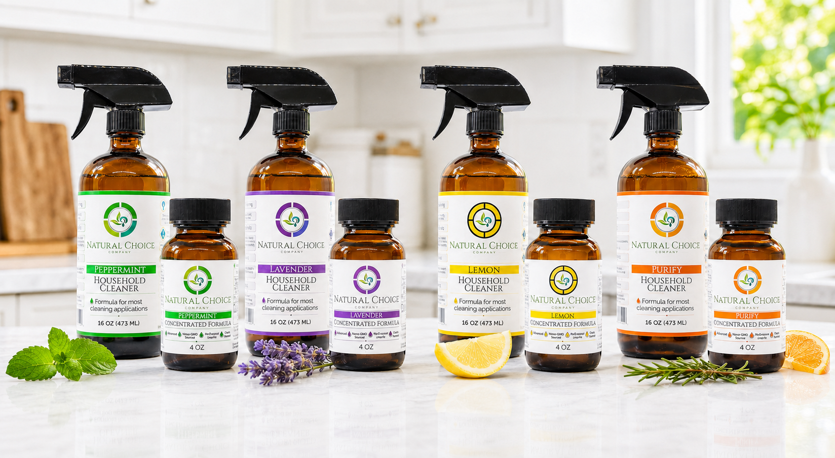Shop Natural Choice Peppermint, Lavender, Lemon, and Purify household cleaners and concentrates